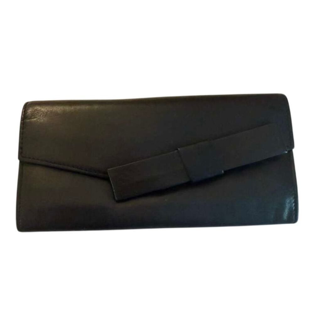 Vintage Y2K Banana Republic Long Accordion Wallet in Black Leather 7.5"x3.75"